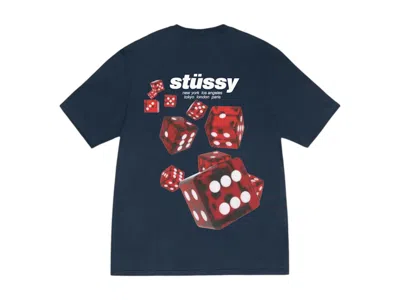 Pre-owned Stussy Men's  Rollers Tee Shirt In Navy Blue