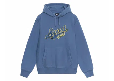 Pre-owned Stussy Men's  Satin Patch Oversized Hoodie In Blue