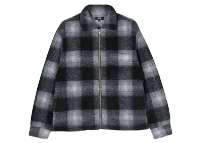 Pre-owned Stussy Men's  Shadow Plaid Sherpa Zip In Black