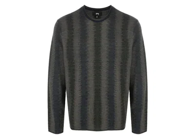 Pre-owned Stussy Men's  Shadow Stripe Sweater In Olive In Green