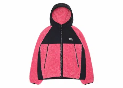 Pre-owned Stussy Men's  Sherpa Paneled Hooded Jacket In Pink