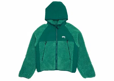 Pre-owned Stussy Men's  Sherpa Paneled Hooded Jacket In Teal