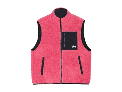 Pre-owned Stussy Men's  Sherpa Reversible Vest In Pink