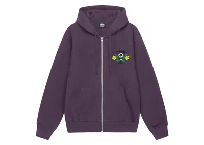 Pre-owned Stussy Men's  Skull Crest Zip Hoodie In Grape In Purple