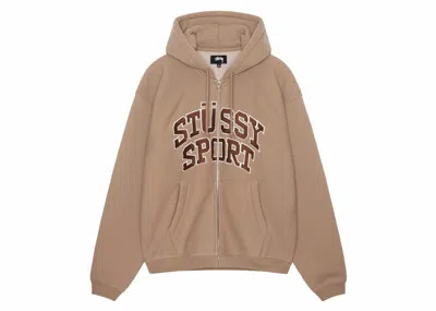 Pre-owned Stussy Men's  Sport Zip Hoodie In Tan In Brown