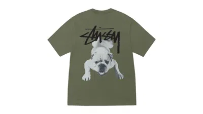 Pre-owned Stussy Men's  Stock Dog Tee Shirt In Olive In Green