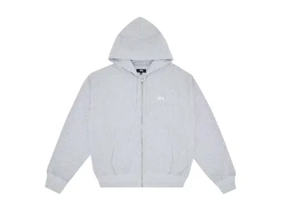 Pre-owned Stussy Men's  Stock Logo Zip Hoodie In Grey Heather
