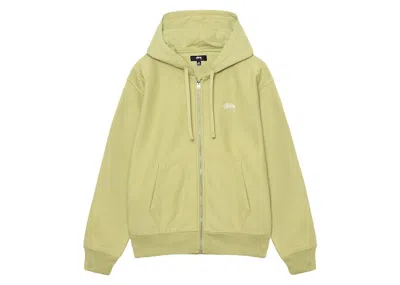 Pre-owned Stussy Men's  Stock Logo Zip Hoodie In Pale Green