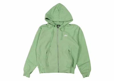Pre-owned Stussy Men's  Stock Logo Zip Hoodie In Zephyr Green