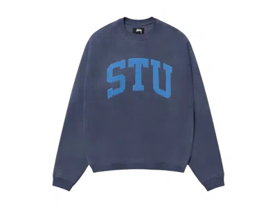 Pre-owned Stussy Men's  Stu Relaxed Crew In Blue