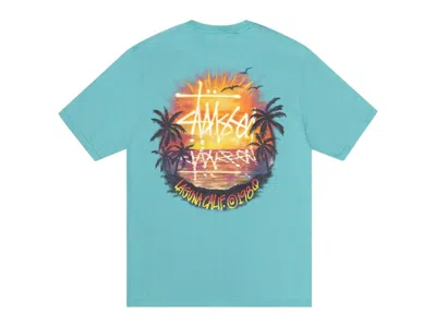 Pre-owned Stussy Men's  Sunset Tee Shirt In Ocean In Blue