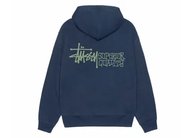 Pre-owned Stussy Men's  Superior Quality Zip Hoodie In Navy Blue