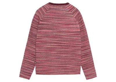 Pre-owned Stussy Men's  Textu Knit Contrast Collar Crew In Red