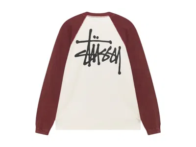 Pre-owned Stussy Men's  Thermal 2 Tone Raglan Shirt In White