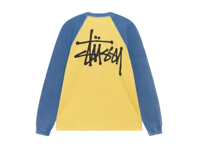 Pre-owned Stussy Men's  Thermal 2 Tone Raglan Shirt In Yellow