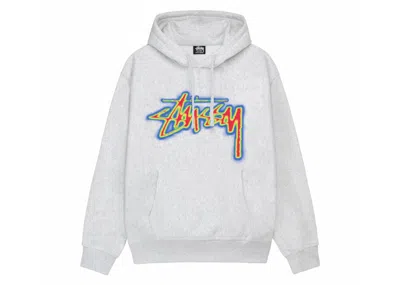 Pre-owned Stussy Men's  Thermal Stock Hoodie In Ash Heather