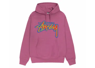 Pre-owned Stussy Men's  Thermal Stock Hoodie In Berry In Purple