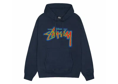 Pre-owned Stussy Men's  Thermal Stock Hoodie In Navy Blue