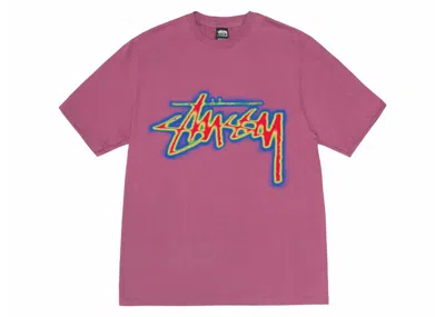 Pre-owned Stussy Men's  Thermal Stock Tee Shirt In Berry