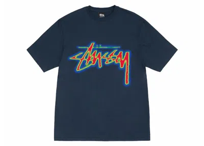 Pre-owned Stussy Men's  Thermal Stock Tee Shirt In Navy Blue