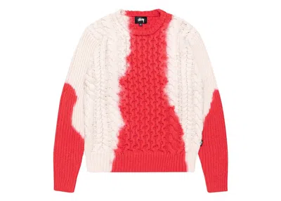 Pre-owned Stussy Men's  Tie Dye Fisherman Sweater In Red
