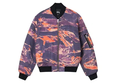 Pre-owned Stussy Men's  Tigris Canvas Bomber Jacket In Purple