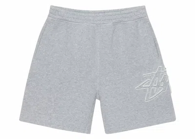 Pre-owned Stussy Men's  Tonal Applique Fleece Short In Grey Heather