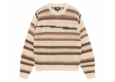 Pre-owned Stussy Men's  Tonal Stripe Linen Sweater In Natural
