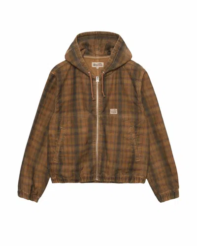 Pre-owned Stussy Men's  Unlined Plaid Work Jacket In Brown