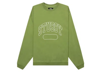 Pre-owned Stussy Men's  Varsity Oversized Crew In Green