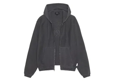 Pre-owned Stussy Men's  Waffle Lined Zip Hoodie In Black