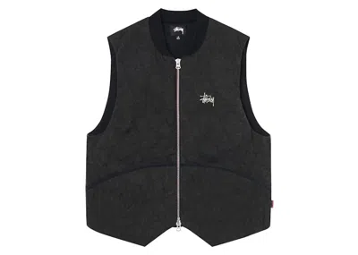 Pre-owned Stussy Men's  Washed Canvas Primaloft Vest In Black