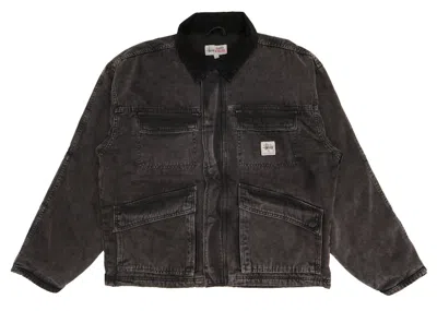 Pre-owned Stussy Men's  Washed Canvas Shop Jacket In Black