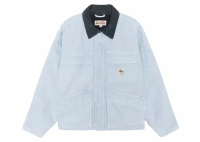 Pre-owned Stussy Men's  Washed Canvas Shop Jacket In Light Blue