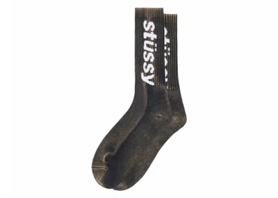 Pre-owned Stussy Men's  Washed Helvetica Crew Sock In Black