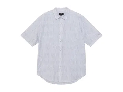 Pre-owned Stussy Men's  Wavy Striped Shirt In White/blue Stripes In Multi