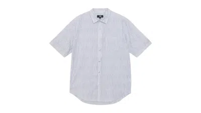 Pre-owned Stussy Men's  Wavy Striped Short Sleeve Shirt In Blue