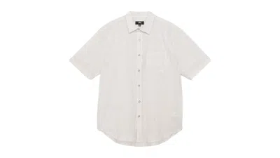 Pre-owned Stussy Men's  Wavy Striped Short Sleeve Shirt In Natural In Brown