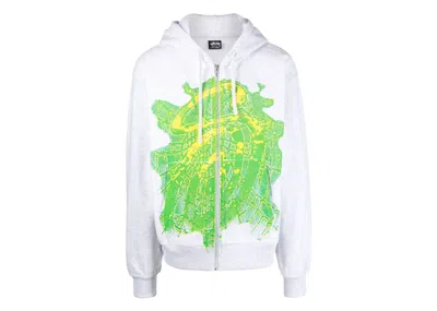 Pre-owned Stussy Men's  Web Zip Hoodie In Ash Heather
