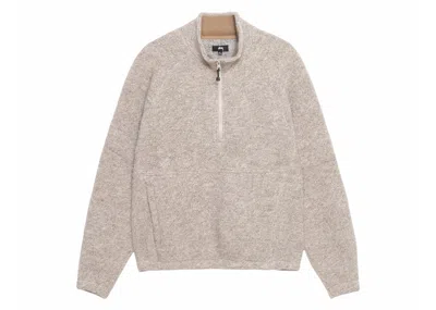 Pre-owned Stussy Men's  Wool Blend Sherpa Mock Neck In Tan In Brown