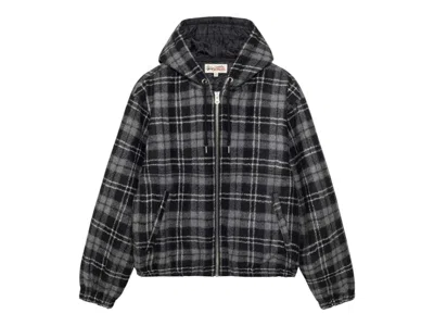 Pre-owned Stussy Men's  Wool Plaid Work Jacket In Charcoal In Gray