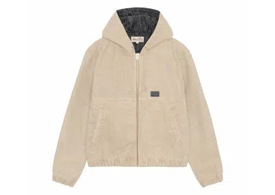 Pre-owned Stussy Men's  Work Canvas Needle Punch Jacket In Khaki In Brown