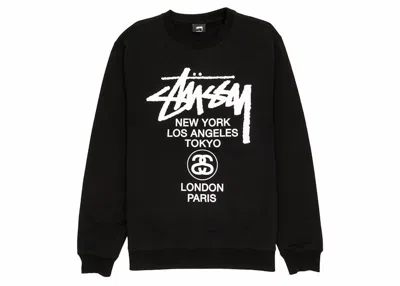 Pre-owned Stussy Men's  World Tour Crewneck Sweatshirt In Black