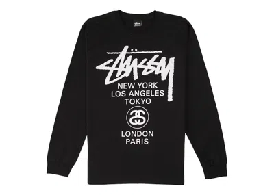 Pre-owned Stussy Men's  World Tour Long Sleeve T-shirt In Black