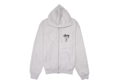 Pre-owned Stussy Men's  World Tour Zip Hoodie In Ash Heather (fw22) In Gray
