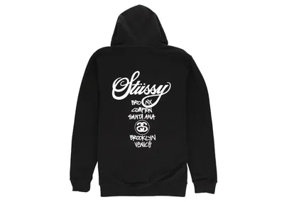 Pre-owned Stussy Men's  World Tour Zip Hoodie In Black