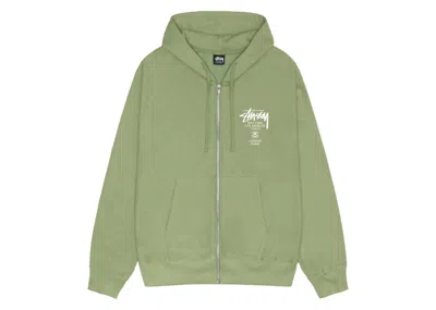 Pre-owned Stussy Men's  World Tour Zip Hoodie In Moss In Green