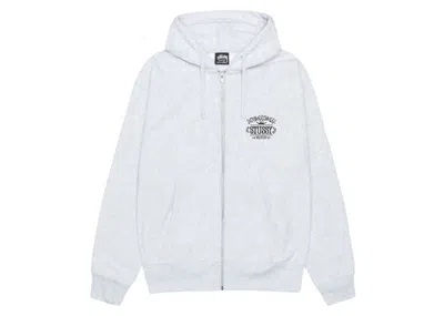 Pre-owned Stussy Men's  Worldwide Zip Hoodie In Ash Heather