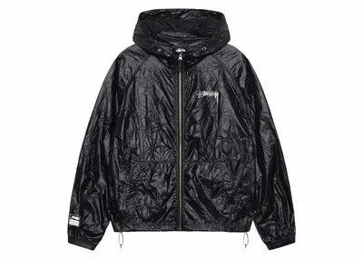 Pre-owned Stussy Men's  Wrinkled Nylon Beach Shell Jacket In Black