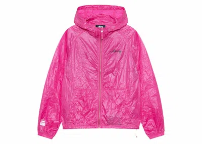 Pre-owned Stussy Men's  Wrinkled Nylon Beach Shell Jacket In Magenta